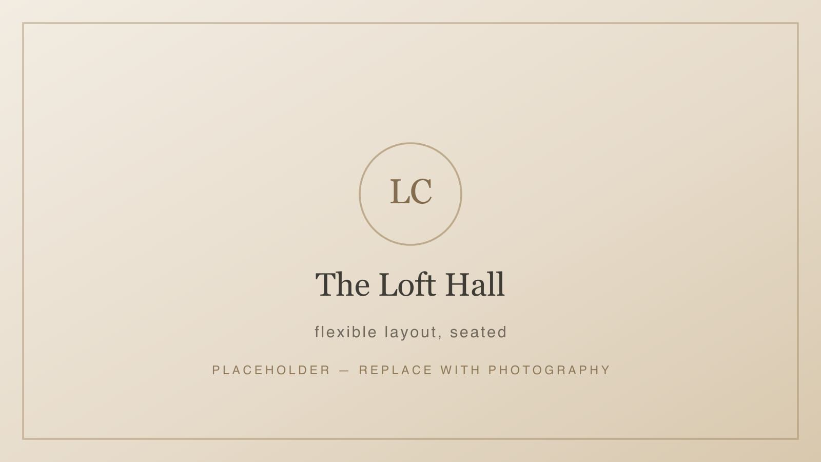 The Loft Hall laid out for a seated meeting, with tall windows along one wall.